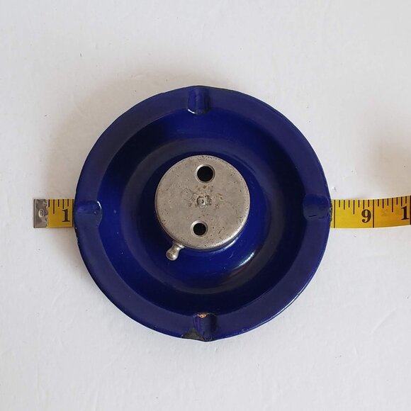 Vintage COBALT ENAMEL ASHTRAY Metal Blue Enamelware from Hungary - Picture 6 of 14